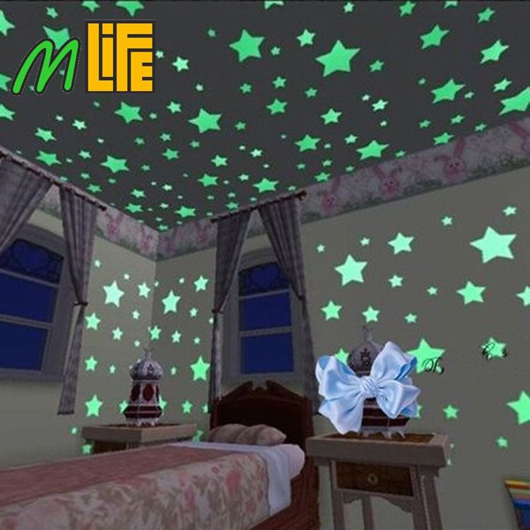 wall decals glow in the dark nursery room color stars luminous