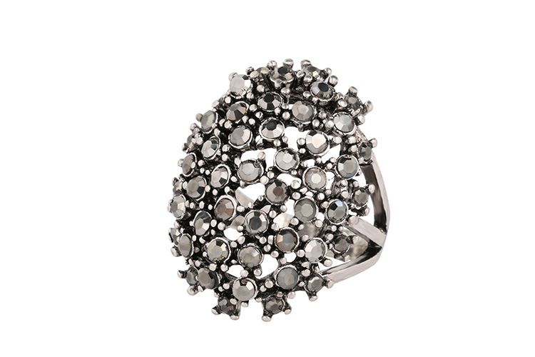 2016 패션 유럽과 미국의 블랙 다이아몬드 네 발톱 상감과 성격 조수 큰 반지 보석