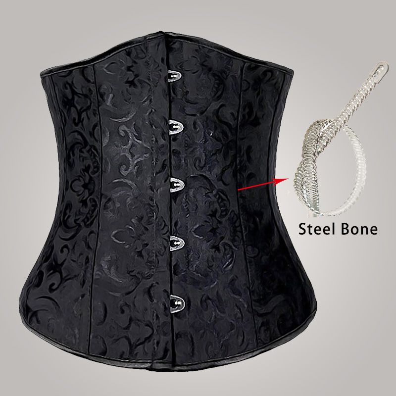 2020 !! Full Steel Boned Corsets Cincher Underbust Corset Black Waist ...