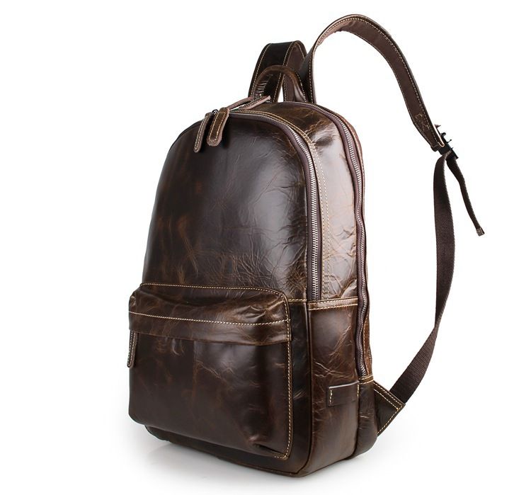 2018 Mens Genuine Leather Backpack 17 Laptop Bag Vintage Style Bag Hiking Bag Black And ...