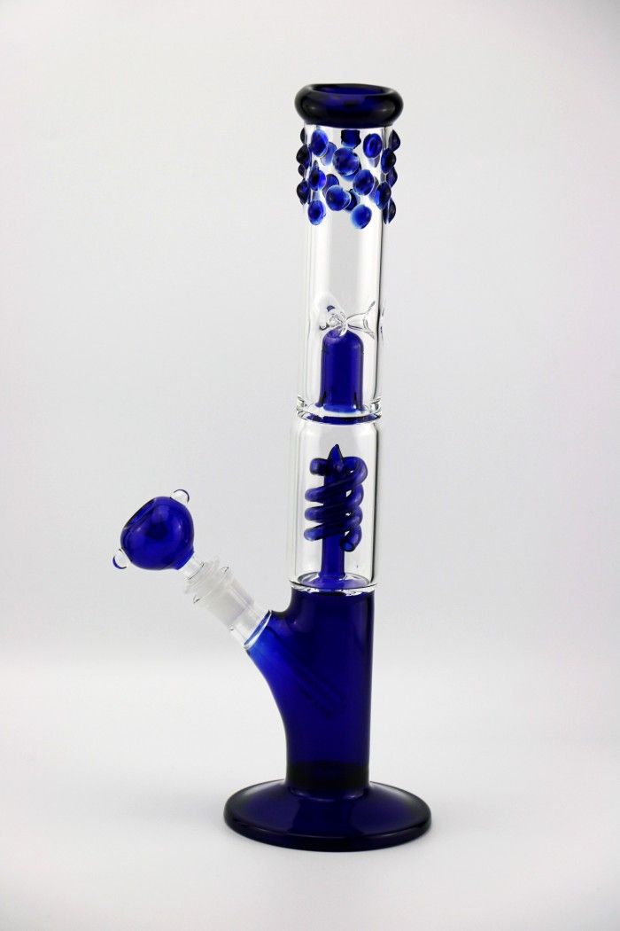2020 Heady Bong Glass Bongs Blue Coil Percolator Water Pipe With Splash