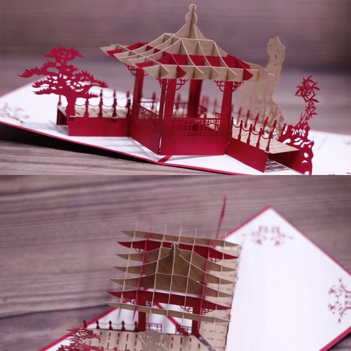 Chinese Scenery Gardens 3d Greeting Card Handmade Lotus Creative Chinese Scenery Gardens 3d Greeting Card Handmade Lotus Creative Kirigami Origami Pop Up Travelling Gift Cards With