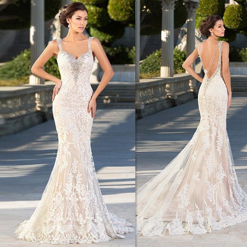 Beaded Backless Wedding Dress