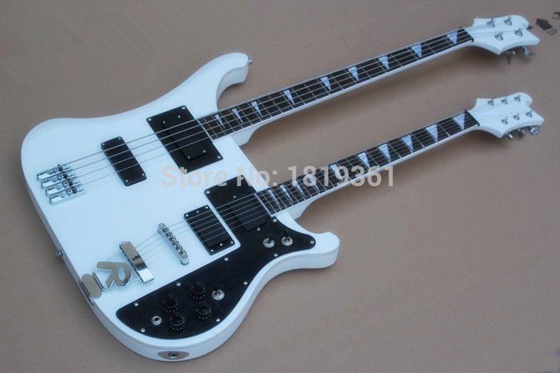 Rare RIC White Double Neck Guitar 4003 4 Stings Electric Bass & 360 6