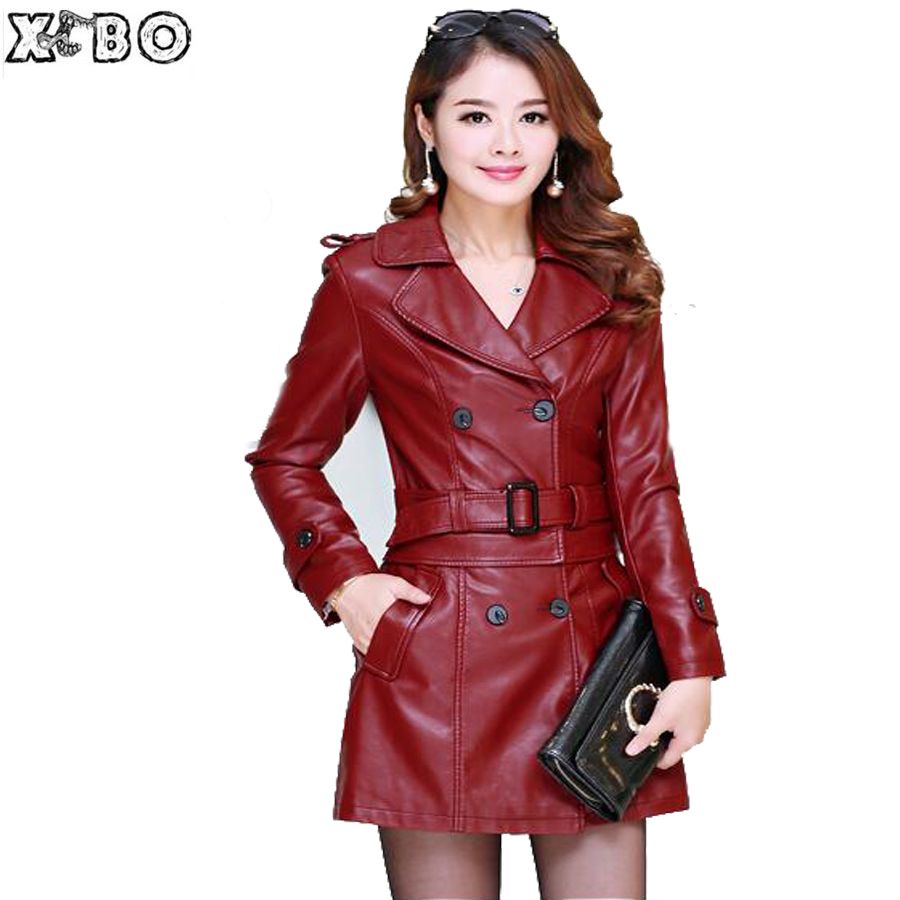 Wholesale5XL 2016 New Women Leather Jacket with Real Fur Collar 2 Uses