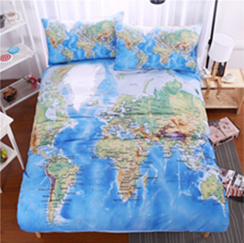 beddingoutlet world map bedding set vivid printed blue bed cover world map sheet set