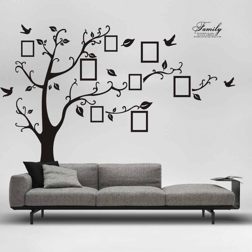 Large 60 90 In Black 3d Diy Photo Tree Pvc Wall Decals Adhesive Large 60 90 In Black 3d Diy Photo Tree Pvc Wall Decals Adhesive Family Stickers Mural Art Home Decor Bathroom