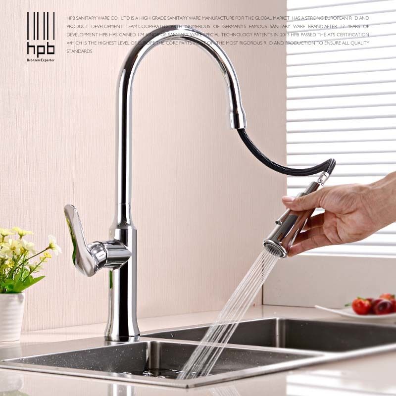 best quality hpb brass pull out spray rotary chrome kitchen faucet