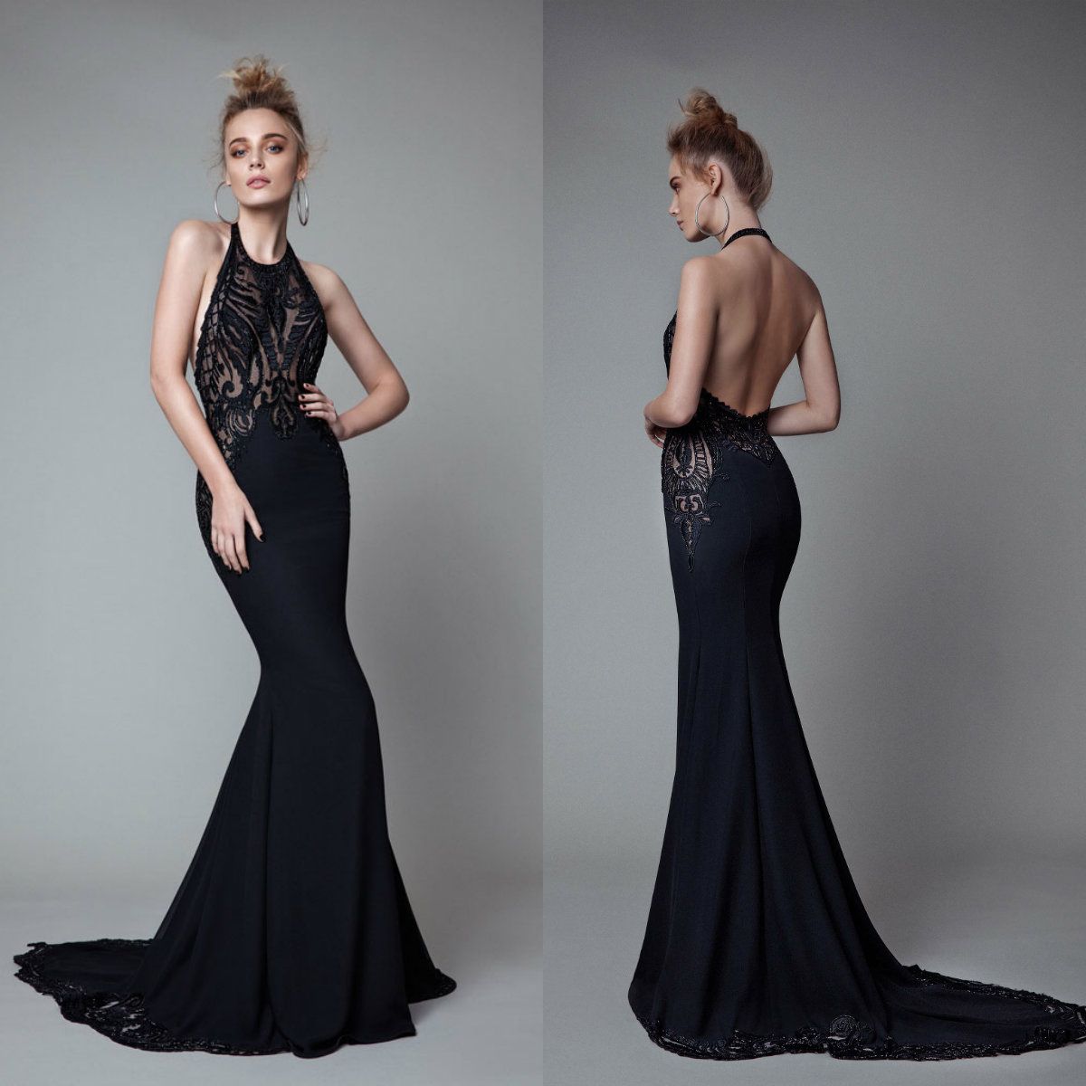 Backless Black Evening Dresses