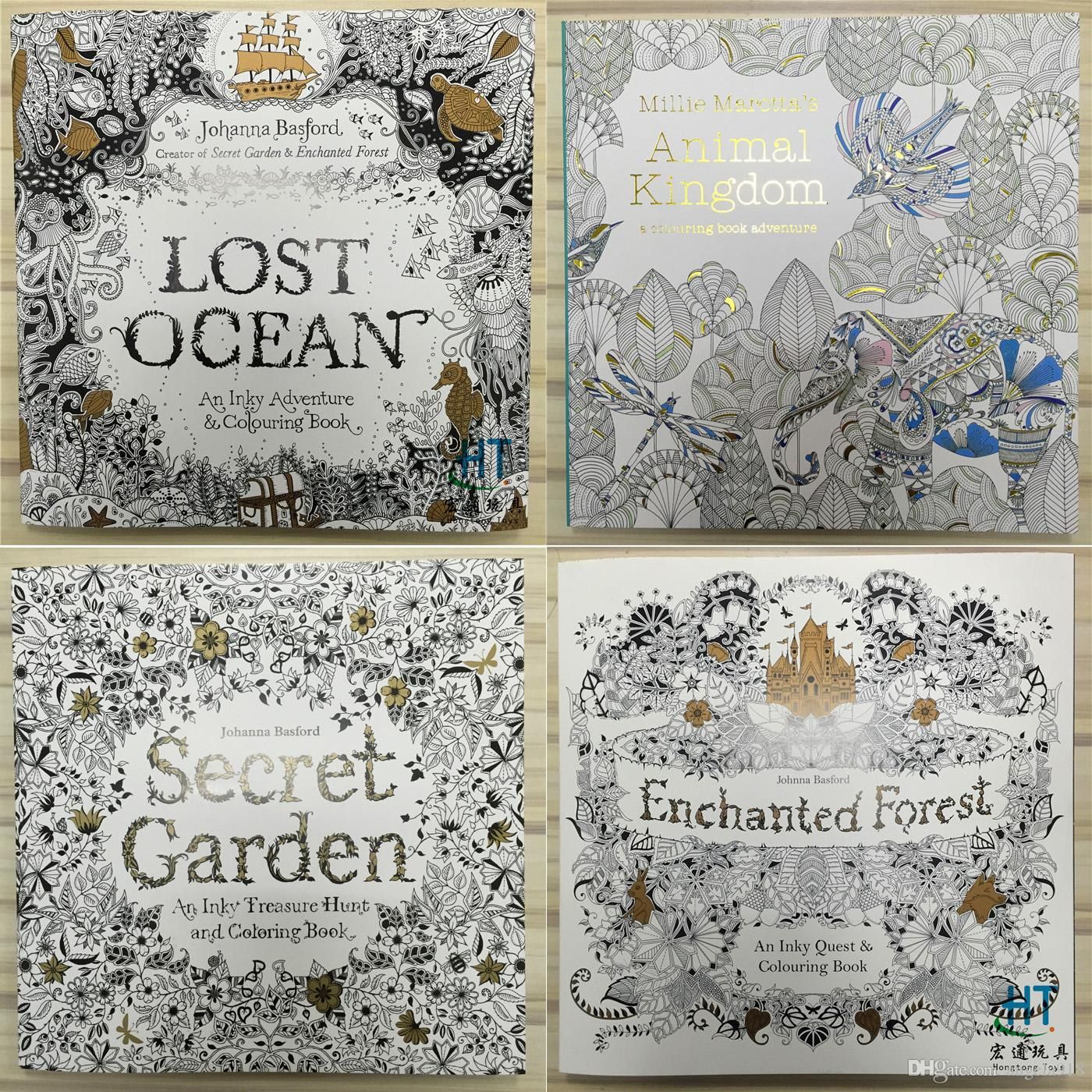 25x25cm Animal Kingdom Enchanted Forest Lost Ocean Secret Garden Inky Coloring Book For Kids Adult Graffiti Painting Dhl Shipping Cing Printable Pages