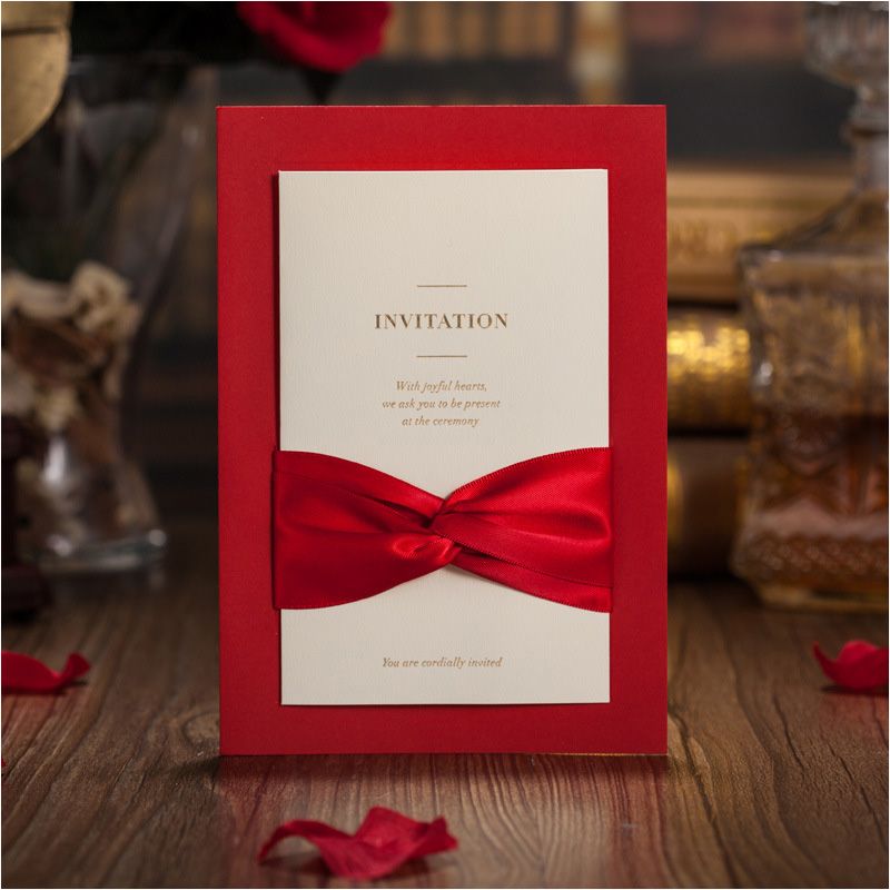 red wedding invitation card with envelope customized printing