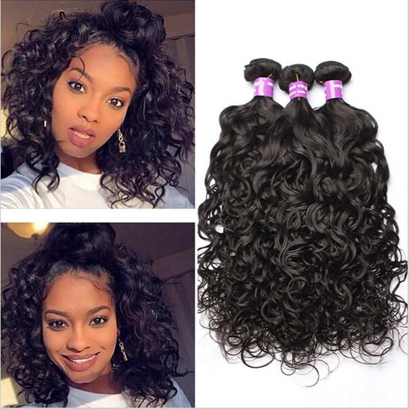 3 Bundles Brazilian Hair Water Wave Wefts Cheap Ocean Wave Wet And