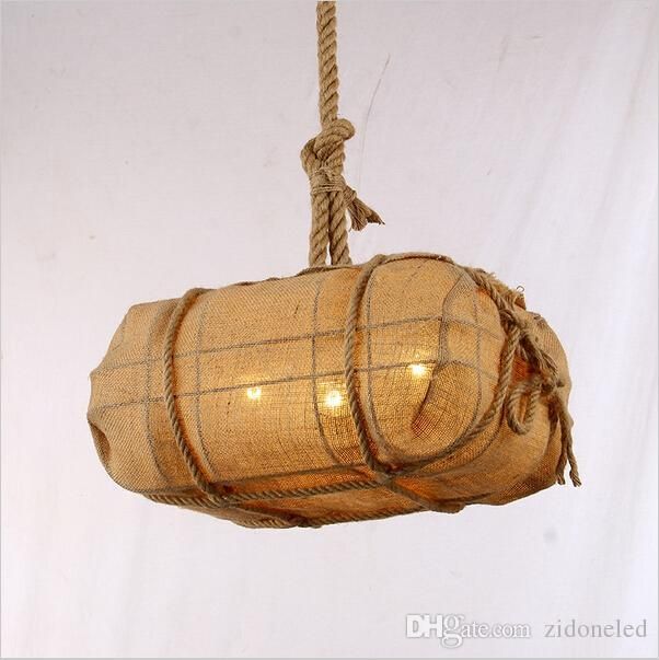 Led Vintage Sack Light Hand Woven Rope Pendant Lighting Led Vintage Sack Light Hand Woven Rope Pendant Lighting Loft Hanging Lights Edison Bulb Lamps E27 Fixture Moroccan Lamp Ceiling