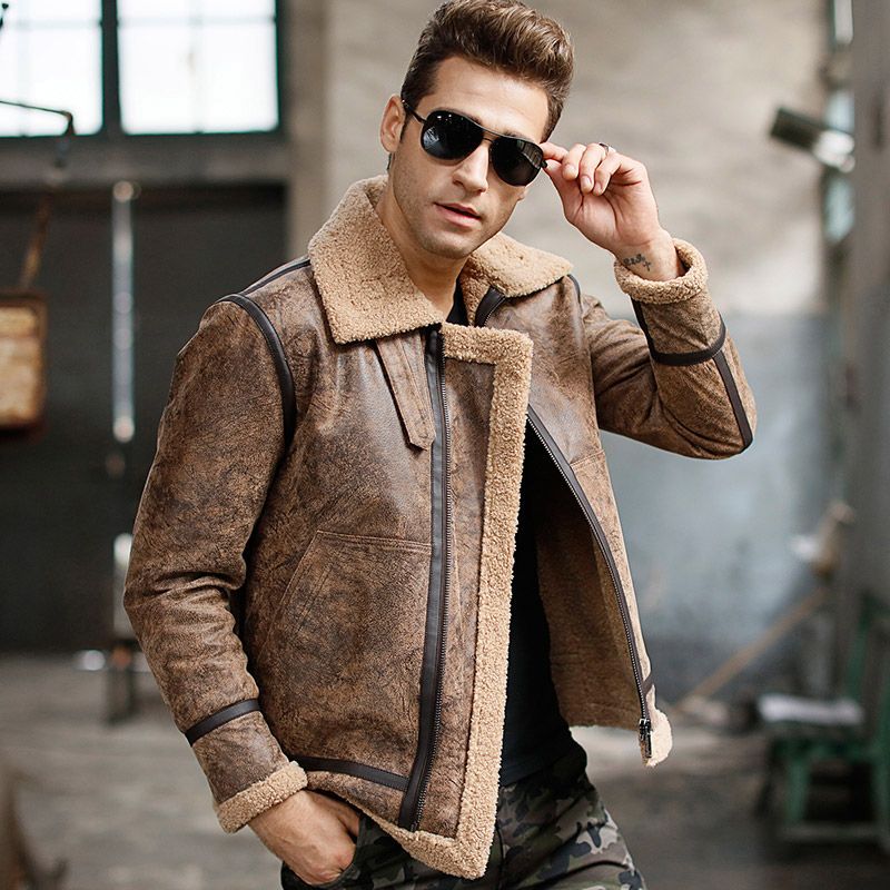 2018 Fall Men S Real Leather Jacket Motorcycle Pigskin Genuine 2018 Fall Men S Real Leather Jacket Motorcycle Pigskin Genuine Jackets Winter Warm Coat Aviator Flight Er From Beke