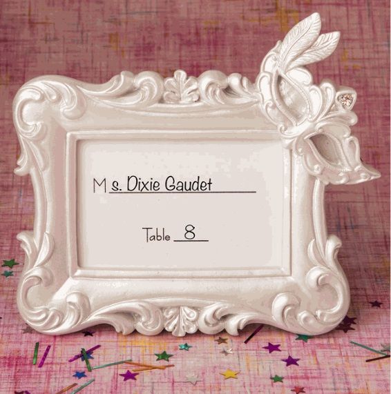 Resin Masquerade Mask Place Card Holder Photo Frame for Wedding Bridal