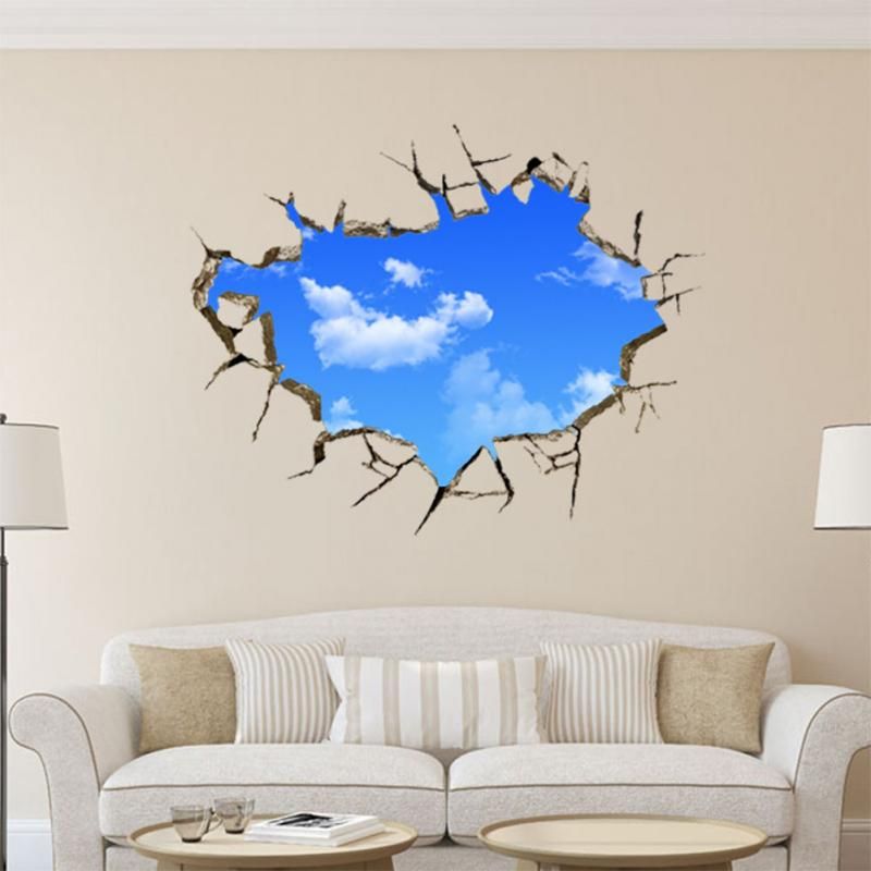 Removable Wall Art 2016 hot sale new art creative sticker sky clouds holes removable Removable Wall Art 2016 hot sale new art creative sticker sky clouds holes removable