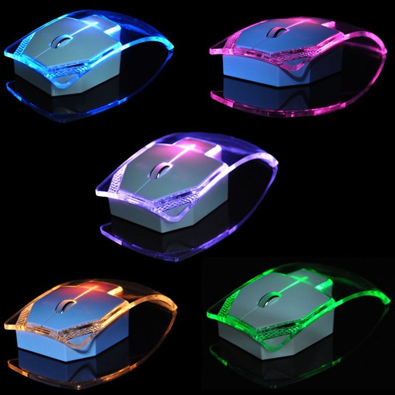 Ultrathin Transparent Colorful Light Mouse Emitting 2.4G Wireless Mice Optical Light Up