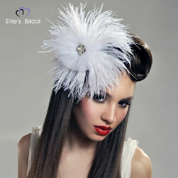 Vintage Ivory Feather Bridal Headpiece Wedding Tiara With Pearls