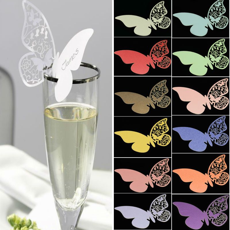 50pcs Wine Glass Place Cards Wedding Baby Shower Party Table