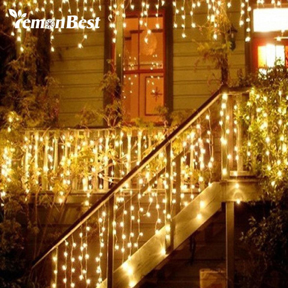 Christmas Lights Outdoor Decoration 4m Droop 0 3 0 5m Led Curtain Icicle String Lights New Year Wedding Party Garland Light Christmas Decorations Catalogs