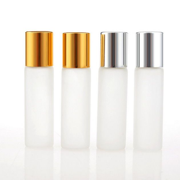 5 ml de vidrio de glaseado de viaje en la botella de perfume para aceites esenciales envases de cosméticos vacíos con cuentas de acero envío gratis