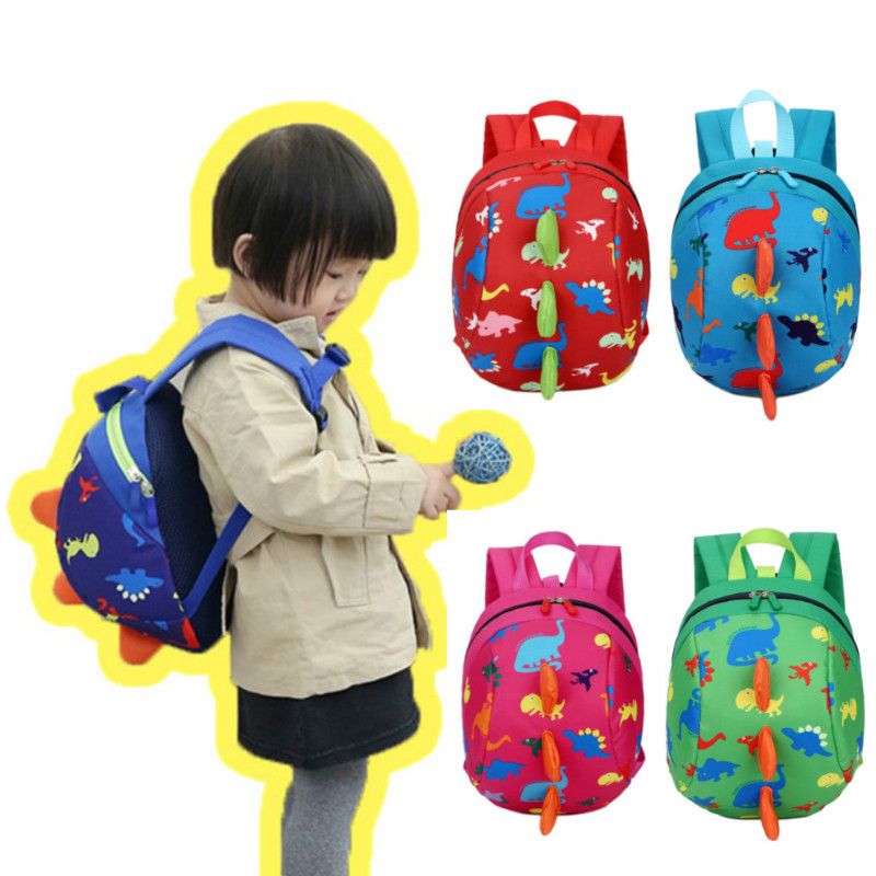 2019 Anti Lost Kids Backpack Cute Cartoon Dinosaur Animal Print