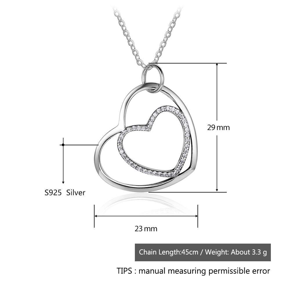Cœur Zircon Cristal Amour Charme Pendentif /& Collier en argent sterling 925 avec rhodium