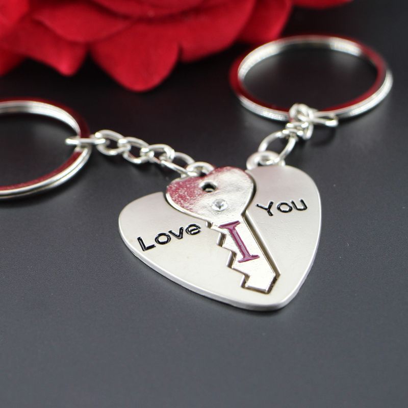 Romantic Gift For Her Him /"I Love You/" Keyring Heart Key Lover Couple Key Ring