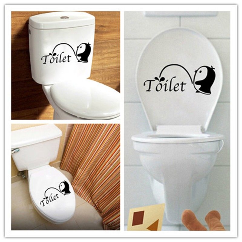 Cartoon Little Penguin Post Toilet Decals Funy Bathroom Decorative ... Cartoon Little Penguin Post Toilet Decals Funy Bathroom Decorative ...