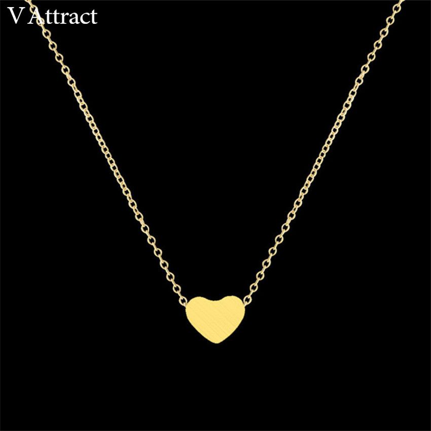 Whole V Attract Women Jewelry Stainless Steel Chain Necklace Whole V Attract Women Jewelry Stainless Steel Chain Necklace Gold Color Dainty Tiny Heart Shaped Necklaces Pendants White Diamond Pendant