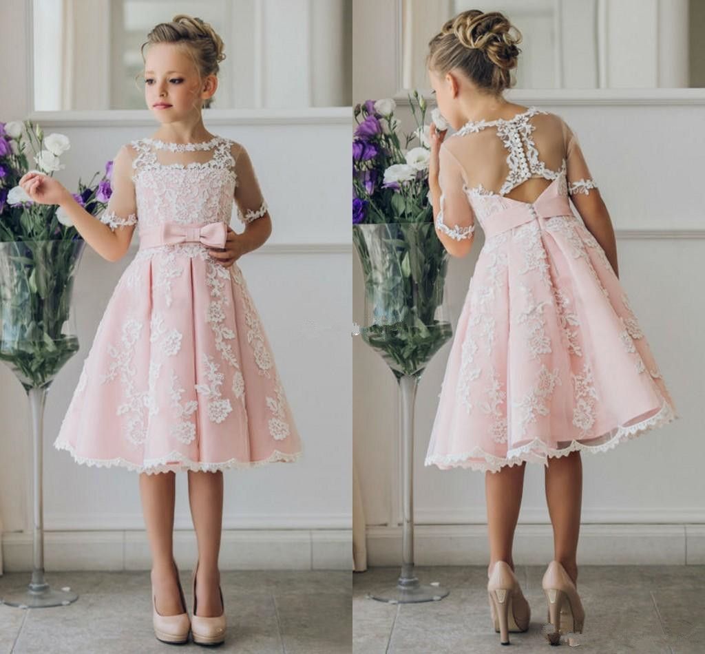 Cheap Short Flower Girl Dresses For Bohemia Beach Wedding Dresses Knee