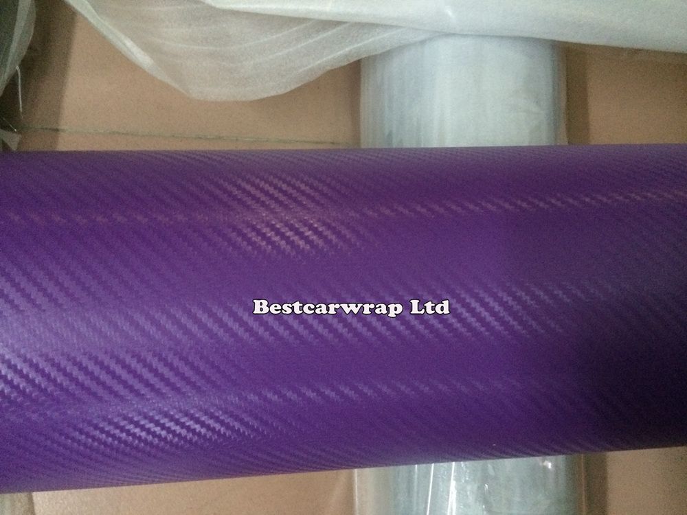 2020 Purple 3D Carbon Fiber Vinyl Car Wrap Film Air Bubble Free Car