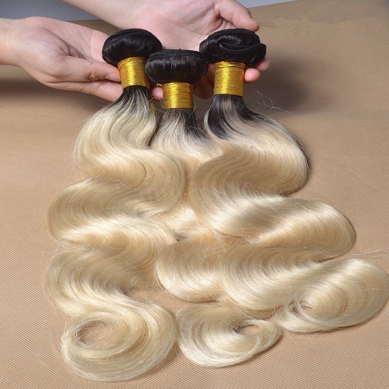 Brazilian Dark Root Blonde Hair Body Wave Two Tone 1b 613 Ombre