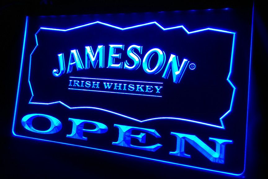 2019 LS458 B Jameson Irish Whiskey OPEN Bar Neon Light Sign From