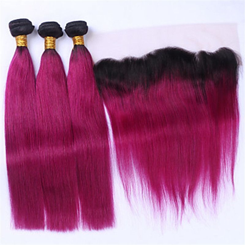2019 9a Purple Malaysian Virgin Ombre Hair Bundles With Lace