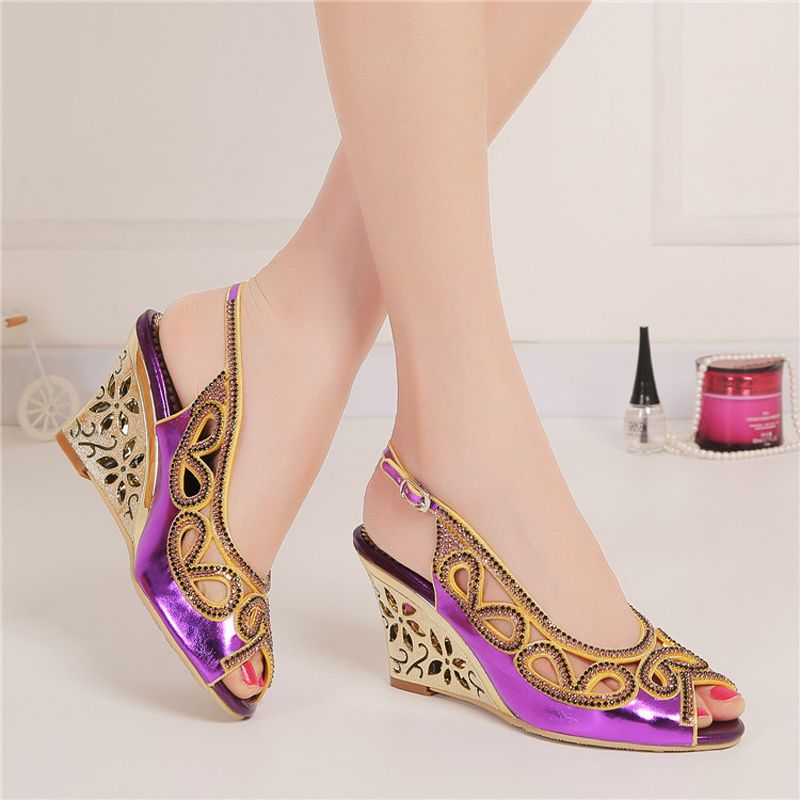 purple wedge wedding shoes