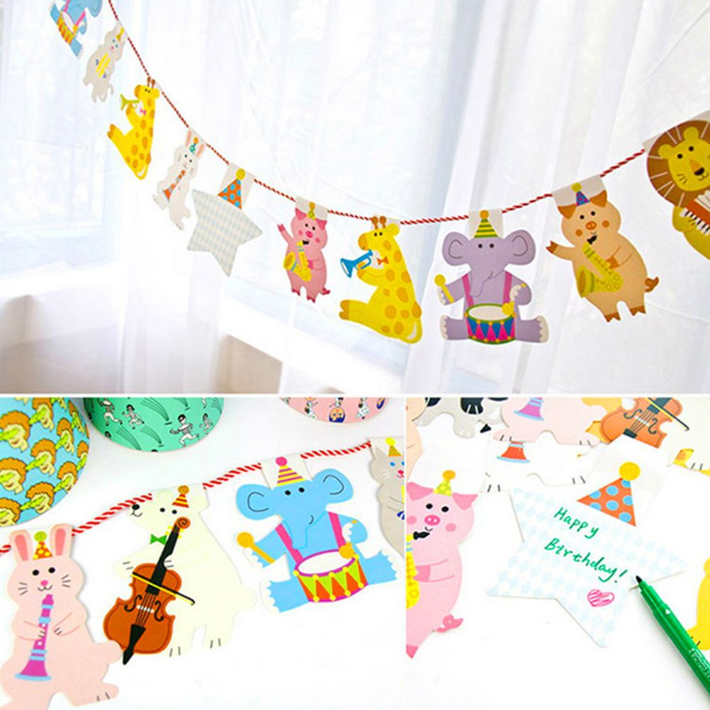 2m Cartoon Animal Birthday Decor Banner Kids Big Happy Family Baby