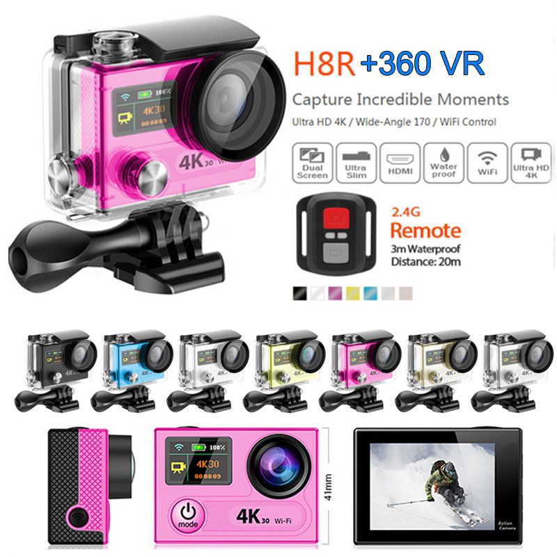 H8R H8 Ultra 4K HD 2 Inch 170° 360 VR HDMI WIFI Action Cameras Dual