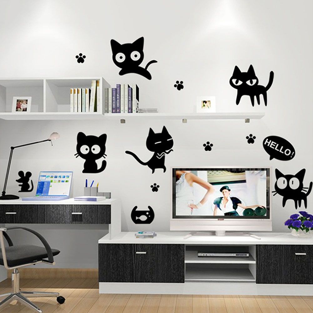 Animal Carton Black Cat Home Decor Wall Sticker Decals Art Poster and Check out All these cat home decor for your home