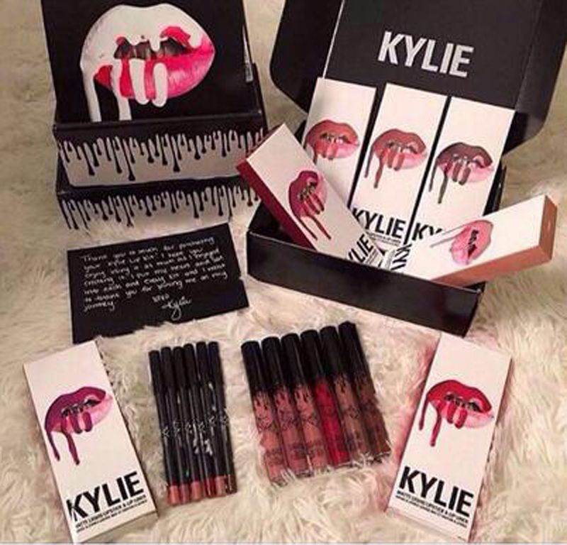 2016 New Kylie Jenner Lip Kit Gloss Lipstick + Lipliner Velvet Boxset Matte Lipstick Waterproof