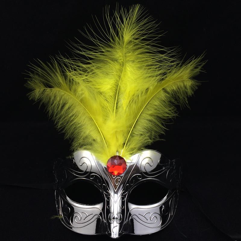 New Feather Mask Luxury Masquerade Party Mask Half Face Gold