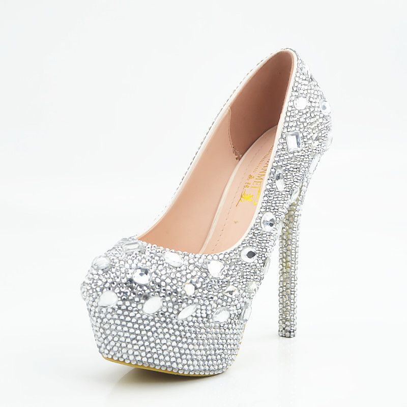 silver beaded wedding shoes