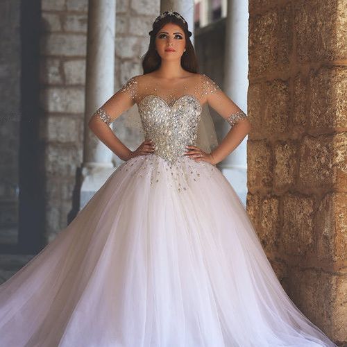 2019 Bling  Ball  Gown  Wedding  Dresses  With Sweetheart  