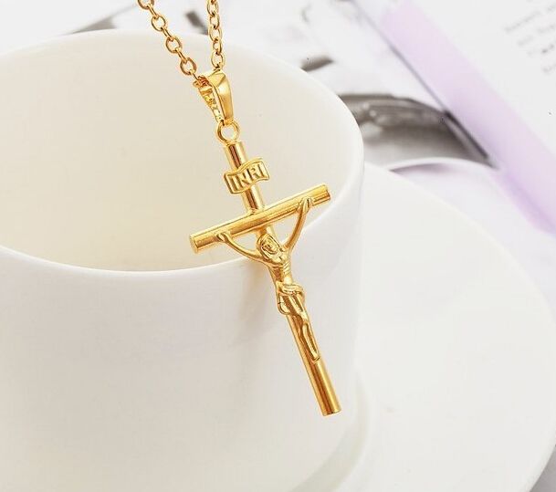 Whole Gold Chain For Men Piece Trendy 18k Plated Whole Gold Chain For Men Piece Trendy 18k Plated Stainless Steel Inri Crucifix Cross Necklace Jewelry Opal Pendant Locket