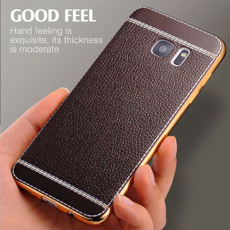 for samsung galaxy s7 edge case luxury plating retro leather tpu