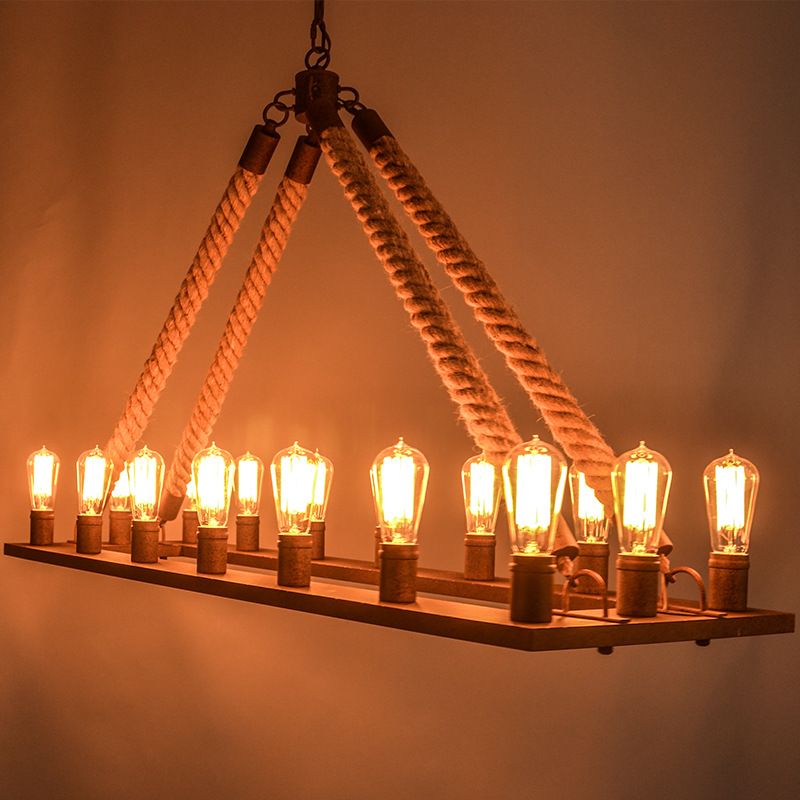 Mission Style Nordic Retro Creative Hall Rope Square Chandelier Mission Style Nordic Retro Creative Hall Rope Square Chandelier Industrial Lamp Replicate Restoration Hardware Light Black Modern Chandeliers