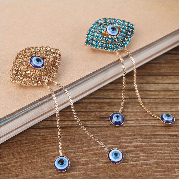 2018 Unique Big Eyes Rhinestone Brooches For Women Wedding 