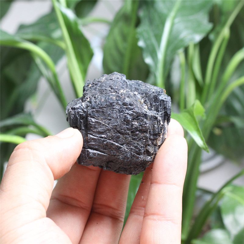 40mm Natural Black Quartz Crystal Tourmaline Rough Rock Mineral Specimen Healing