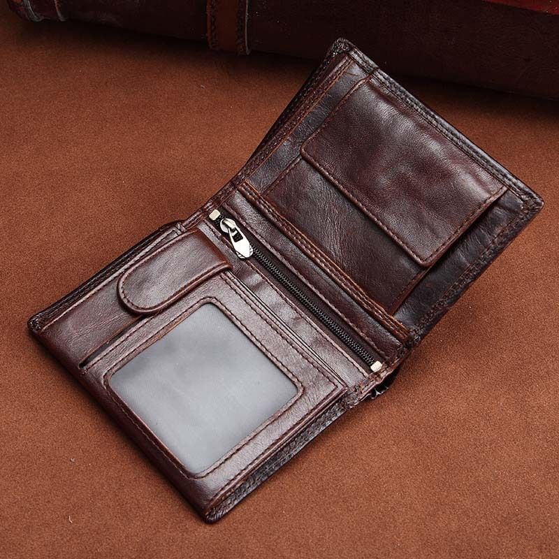 New Luxury Designer Men Genuine Leather Short Wallets European Purses