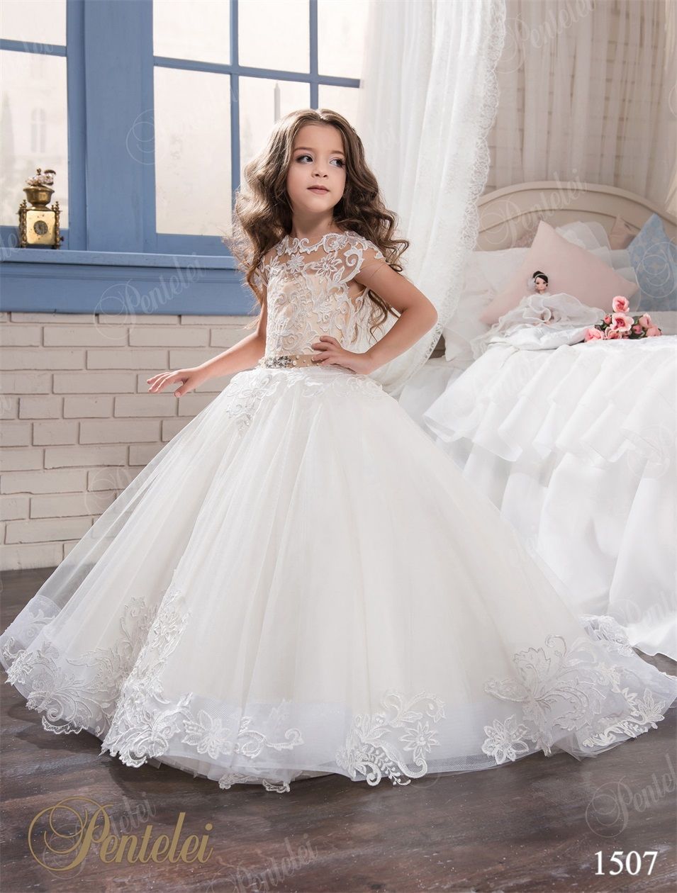 Kids Wedding Dresses 2017 Pentelei With Cap Sleeves And Sweep ... Kids Wedding Dresses 2017 Pentelei With Cap Sleeves And Sweep ...